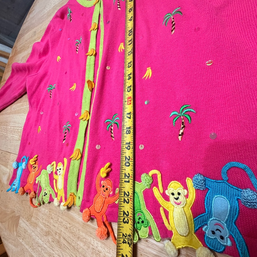 Berek vintage Pink and Green monkey Knit cardigan - Picture 8 of 10